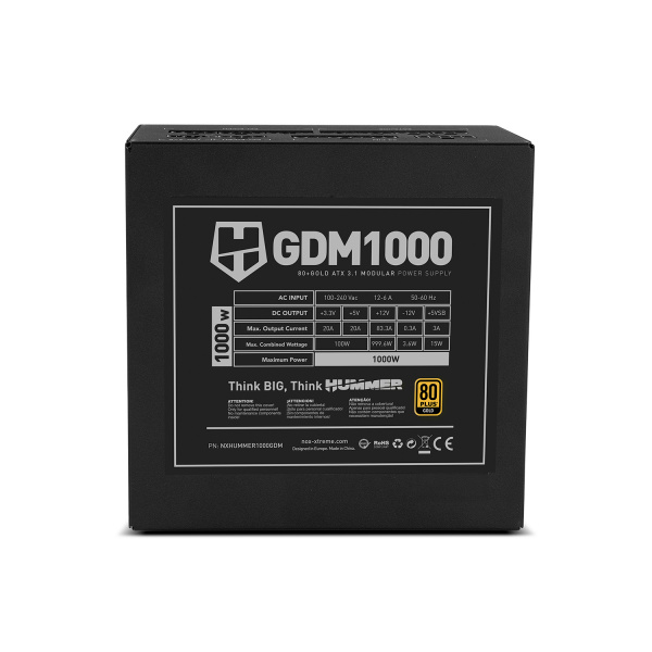Fuentes - ATX 3.1 80+GOLD - Nox - HUMMER GDM 1000W - 5
