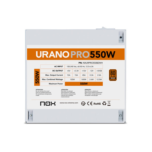 Fuentes - 80 PLUS Bronze - Nox - Urano PRO 550W Bronze Blanco - 3