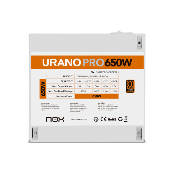 Fuentes - 80 PLUS Bronze - Nox - Urano PRO 650W Bronze Blanco - 4