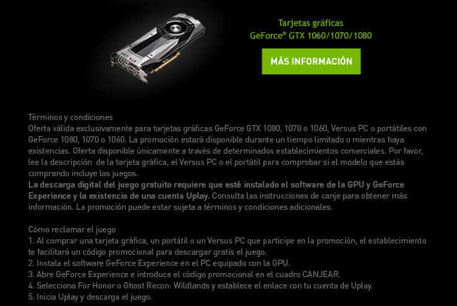 Tarjetas gráficas Nvidia GeForce GTX 1060/1070/1080
